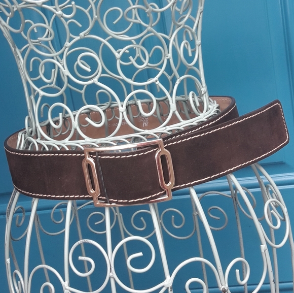 Real Leather Belt Genuine Cowhide Suede Gold Buckle Adjustable Length Strap - Picture 10 of 16